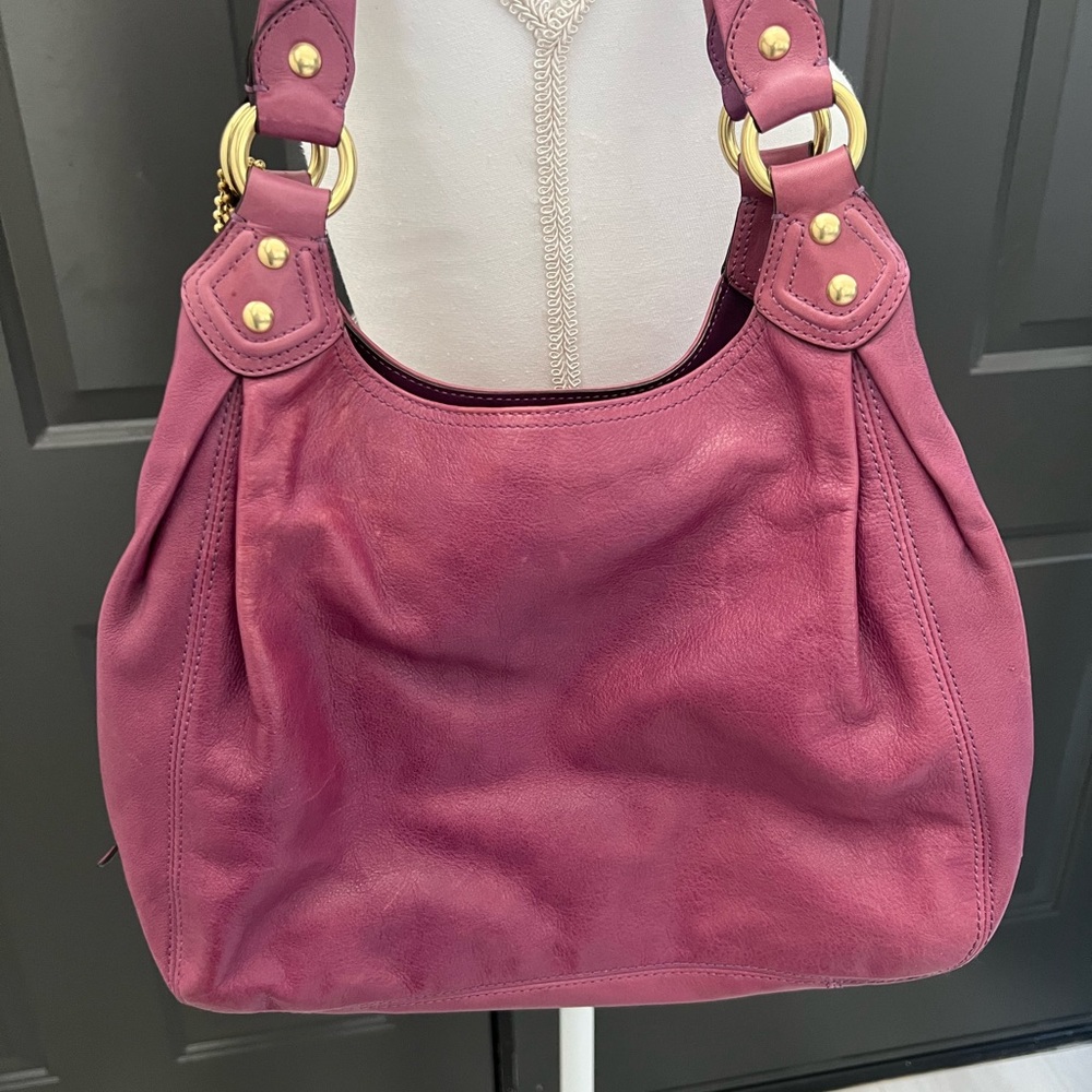 Coach Purple Shoulder Bag with Gold Accents - Picture 4 of 13